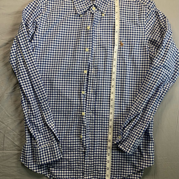 Polo Ralph Lauren Men Small Blue Gingham Checkered Button Down Long Sleeve Shirt - Picture 2 of 9